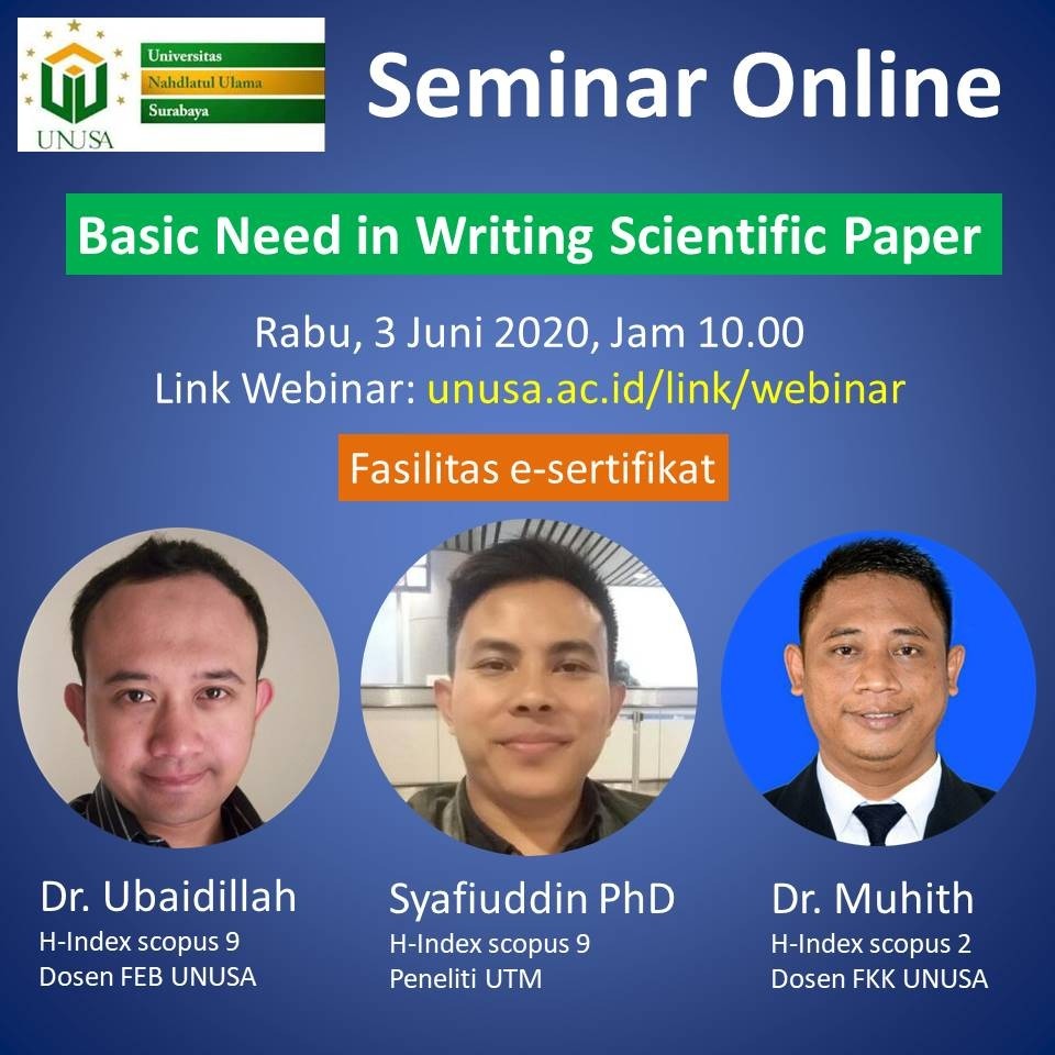 LPPM Unusa Gelar Webinar Mengenai Basic Need In Writing Scientific ...