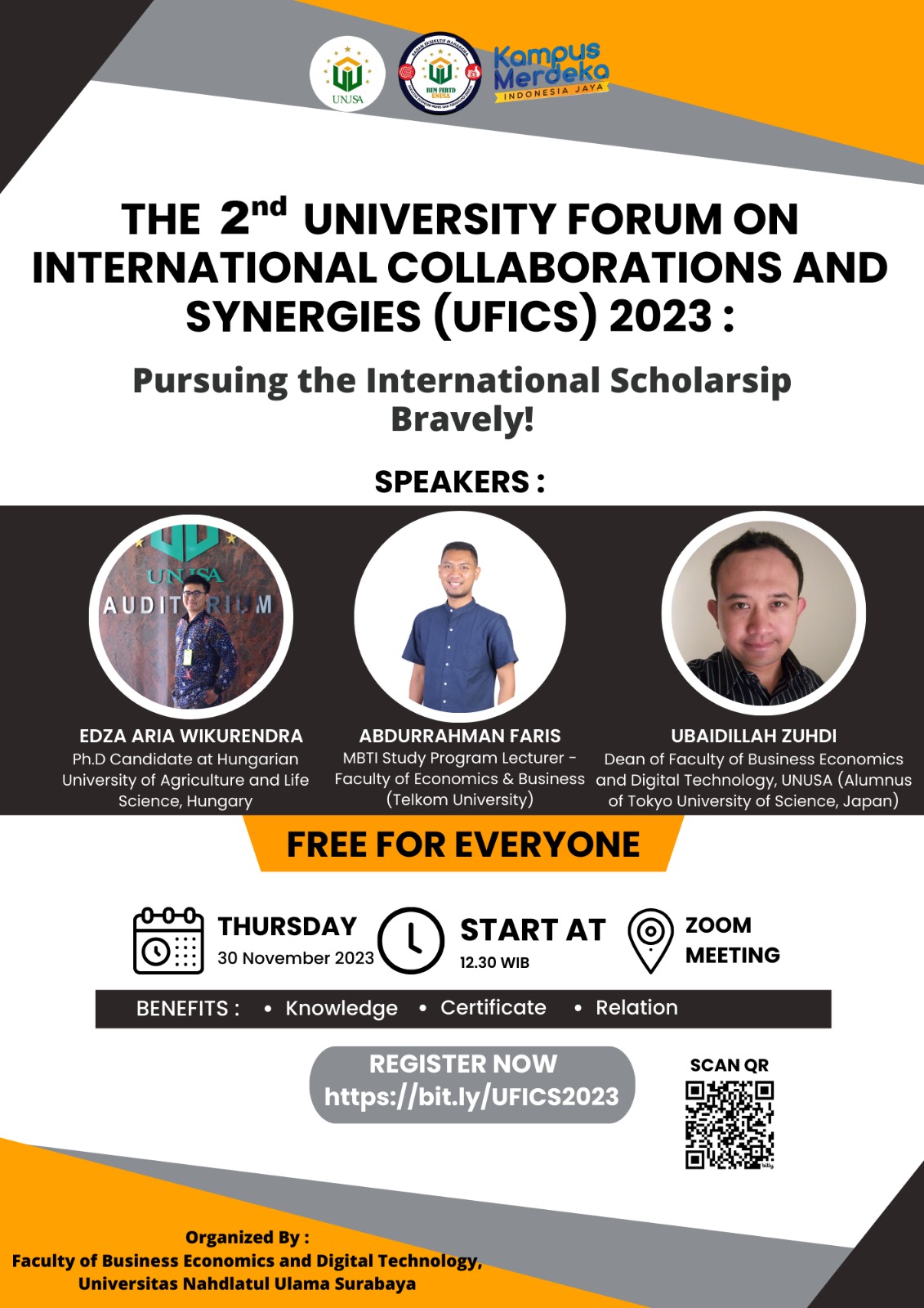 The 2nd University Forum on International Collaborations and Synergies (UFICS) 2023 : Pursuing the International Scholarship Bravely!